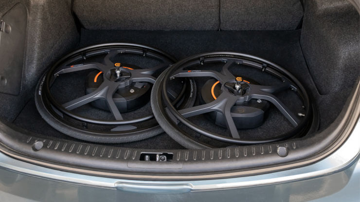 Roues avec axe à démontage rapide, faciles à retirer